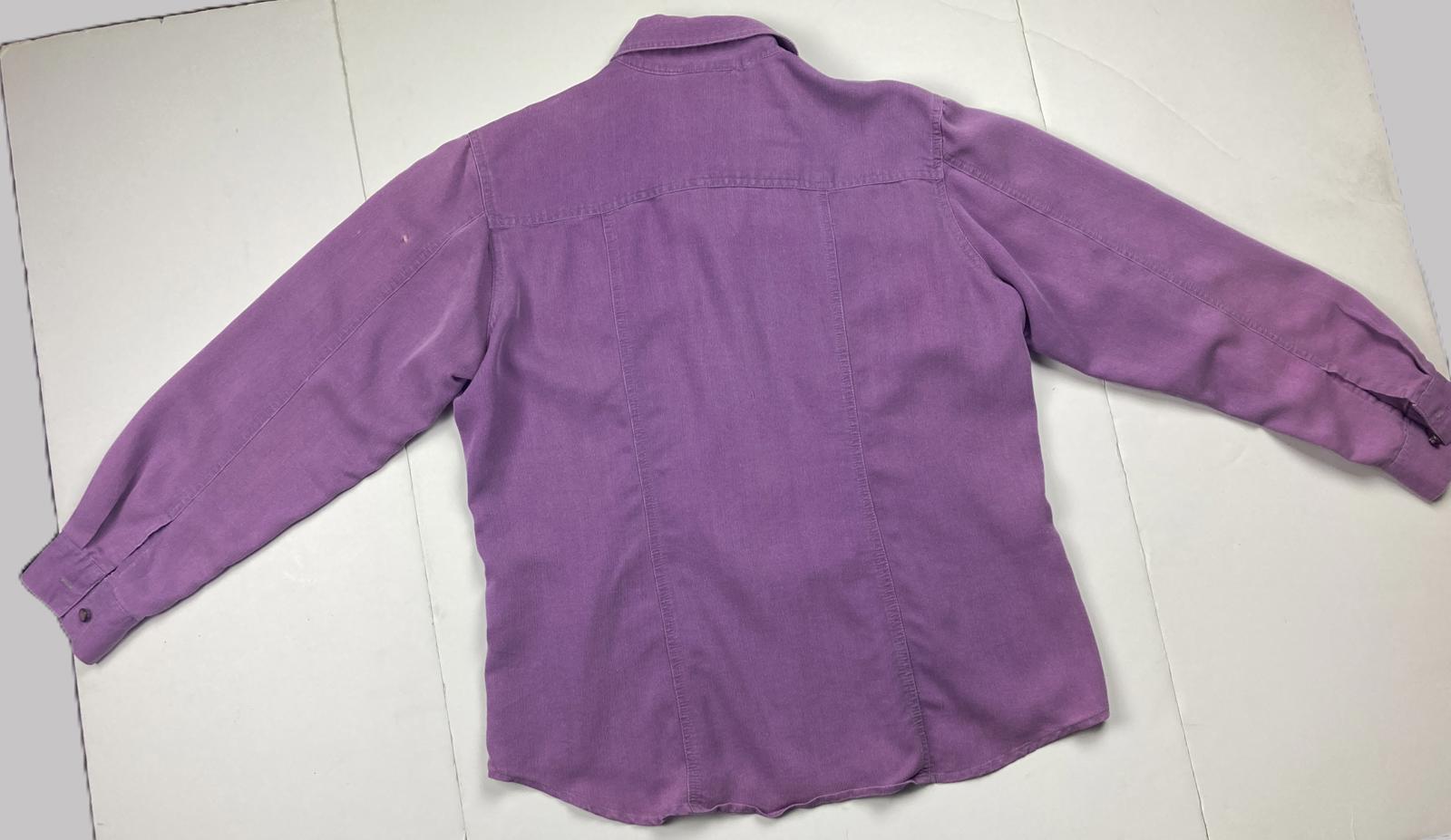 Sigrid Olsen Sport Women Pearl Snap Button Shirt Purple Long Sleeve Size M
