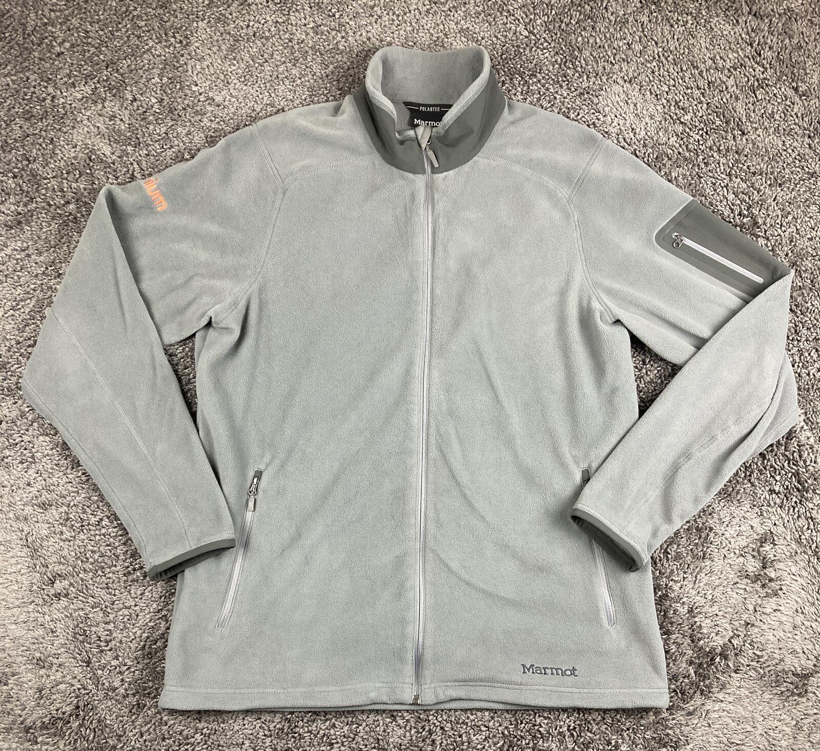 Marmot Lithium Mens Full Zip Fleece Jacket Gray Outdoor Hiking Layering Sz Large