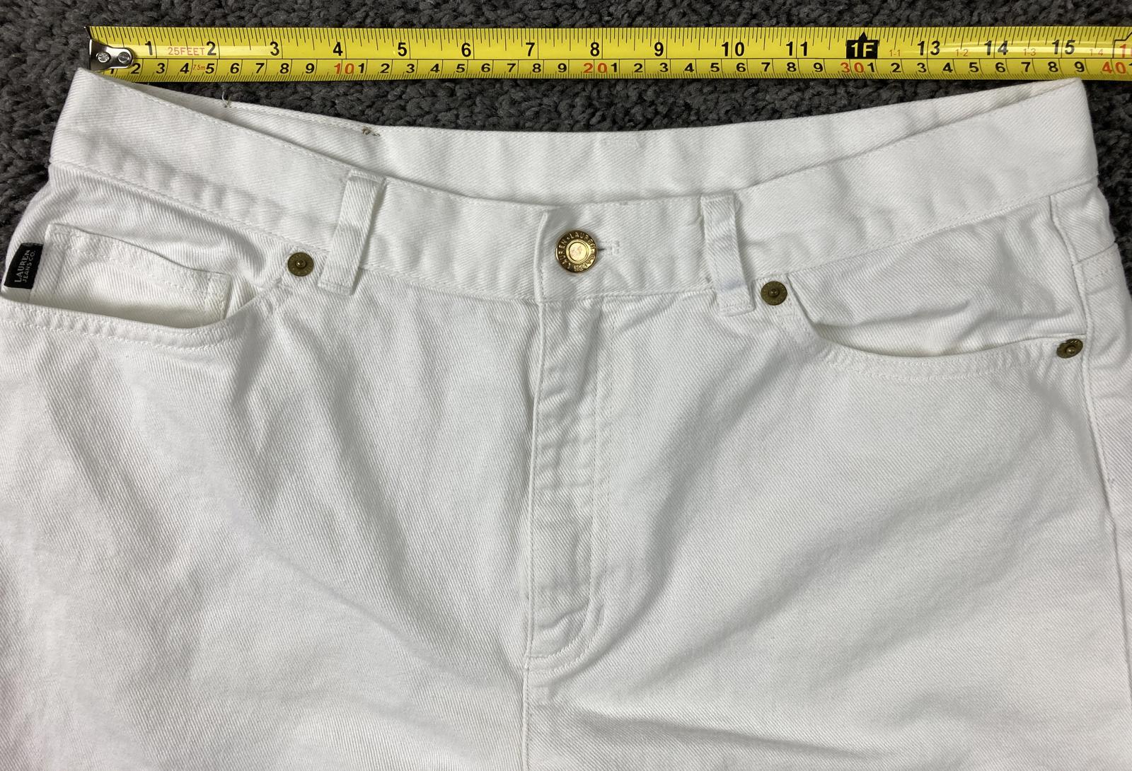Lauren Jeans Co Ralph Lauren Womens White Denim Bermuda Shorts 100% Cotton Sz 10