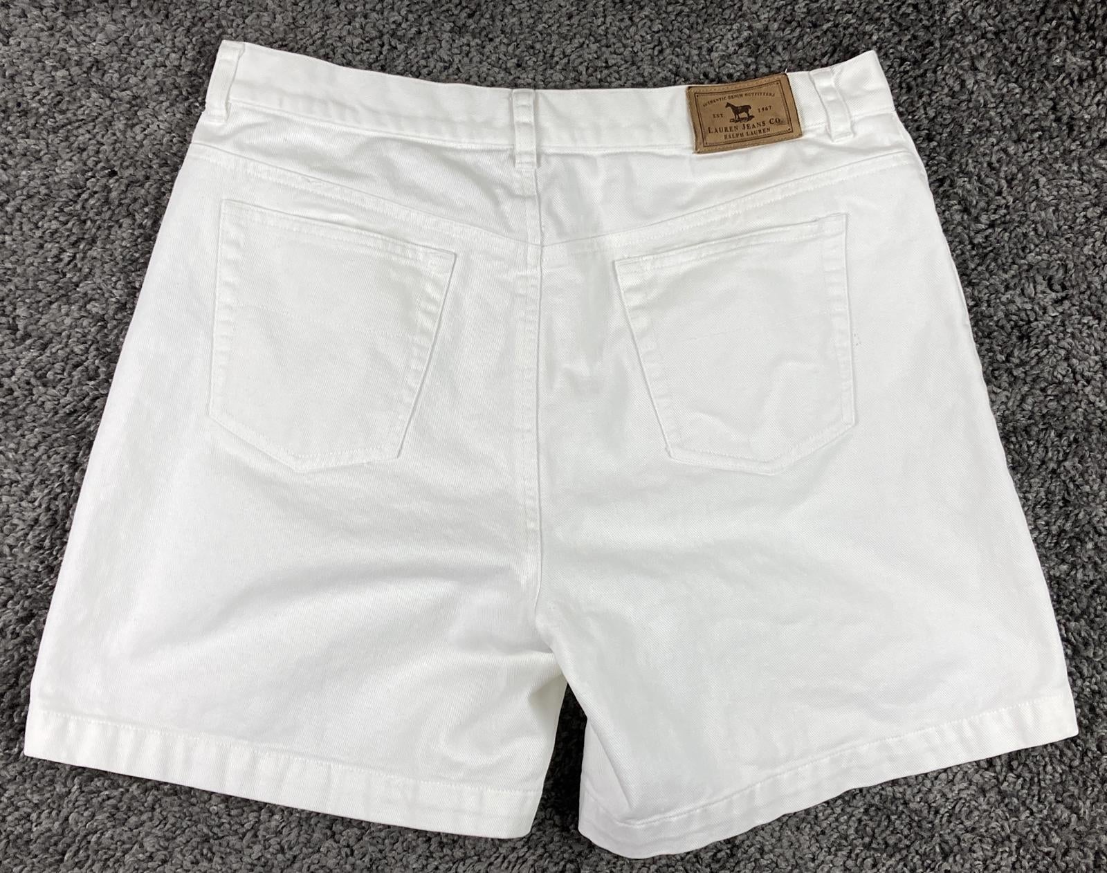 Lauren Jeans Co Ralph Lauren Womens White Denim Bermuda Shorts 100% Cotton Sz 10