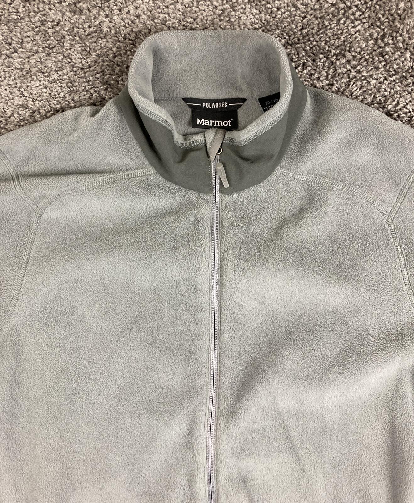 Marmot Lithium Mens Full Zip Fleece Jacket Gray Outdoor Hiking Layering Sz Large