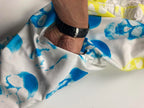 RVCA ANP Skull Print Boardshorts Men 32 White Blue Yellow Zip Pockets Surf Swim