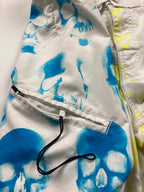 RVCA ANP Skull Print Boardshorts Men 32 White Blue Yellow Zip Pockets Surf Swim