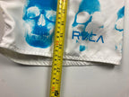 RVCA ANP Skull Print Boardshorts Men 32 White Blue Yellow Zip Pockets Surf Swim