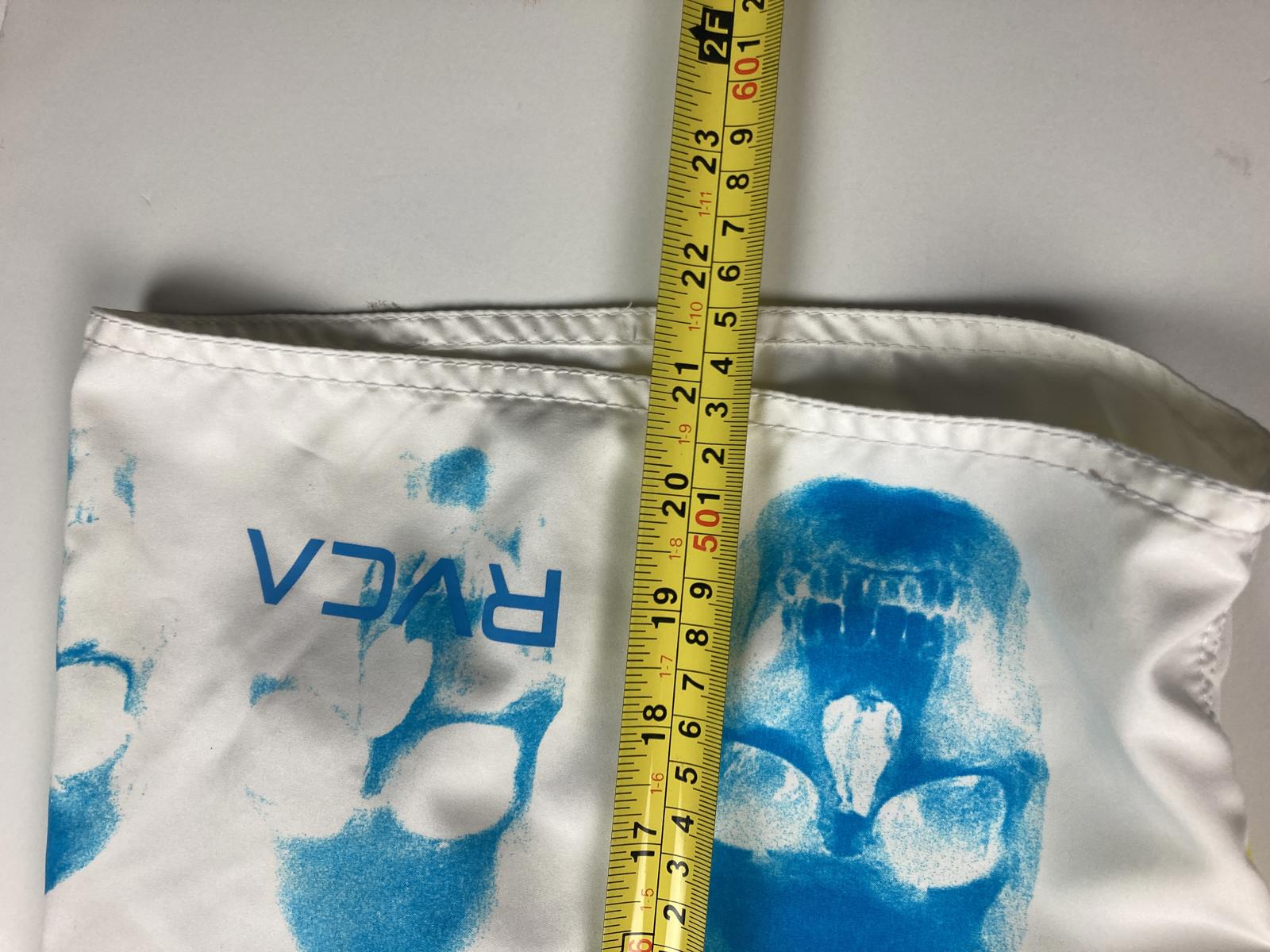 RVCA ANP Skull Print Boardshorts Men 32 White Blue Yellow Zip Pockets Surf Swim