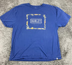 Hurley Mens Graphic T Shirt  Blue Floral Graphic Short Sleeve 100% Cotton Sz XXL