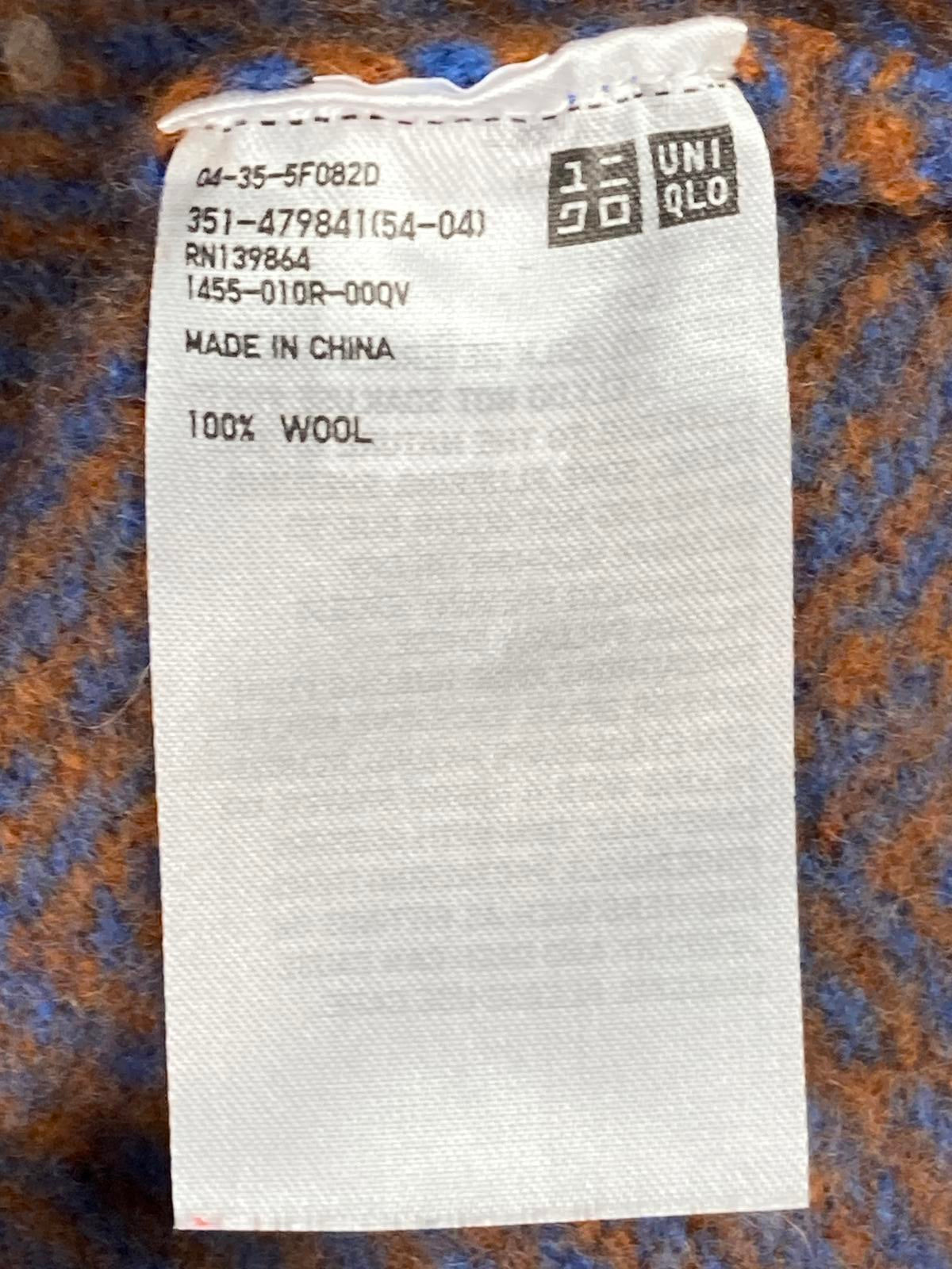 JW Anderson/Uniqlo 100% Wool Crewneck Sweater Mens Blue Brown Herringbone Sz XS