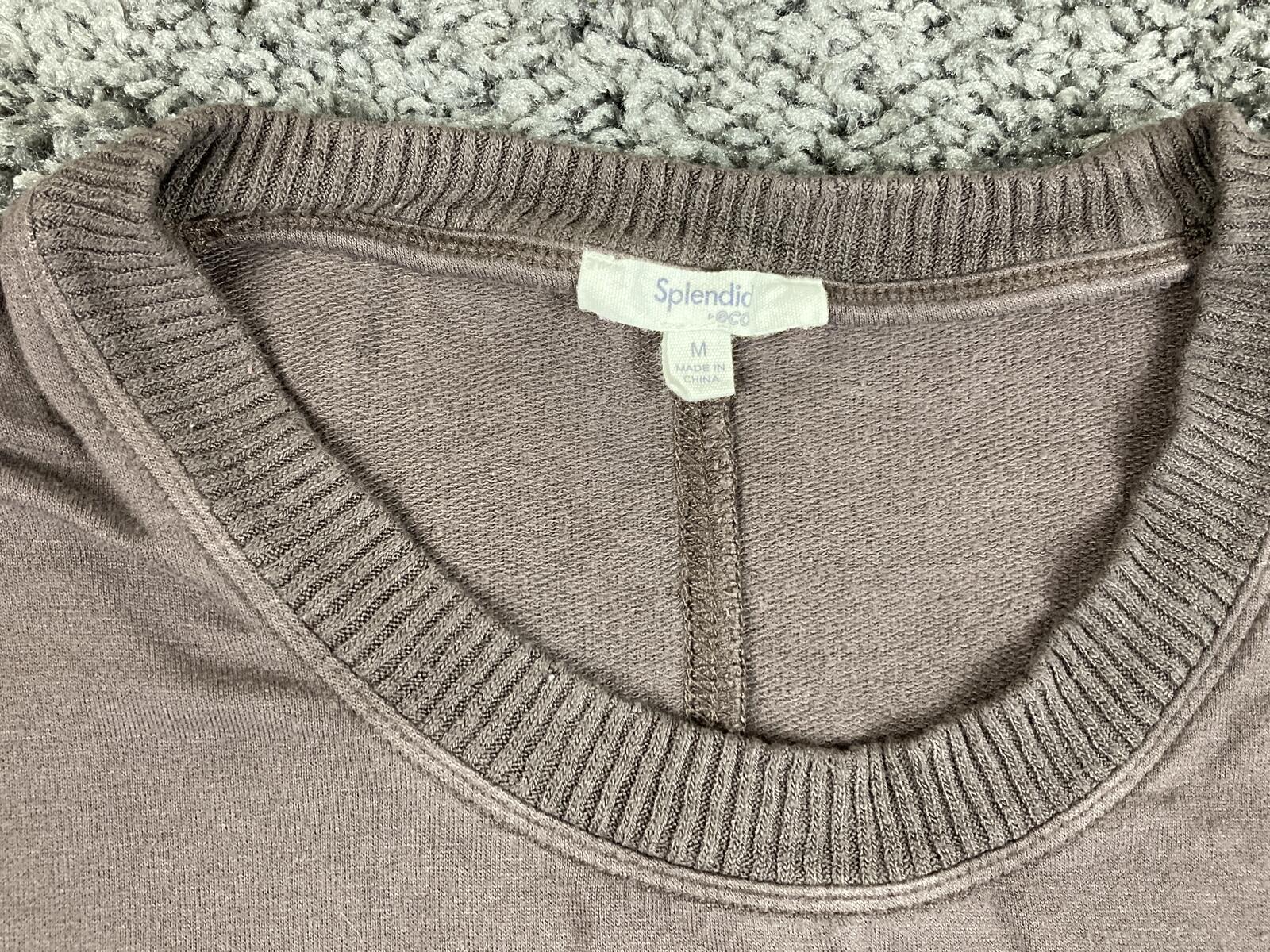 Splendid Eco Supersoft Pullover Sweatshirt Womens Brown Crew Neck Sz Medium