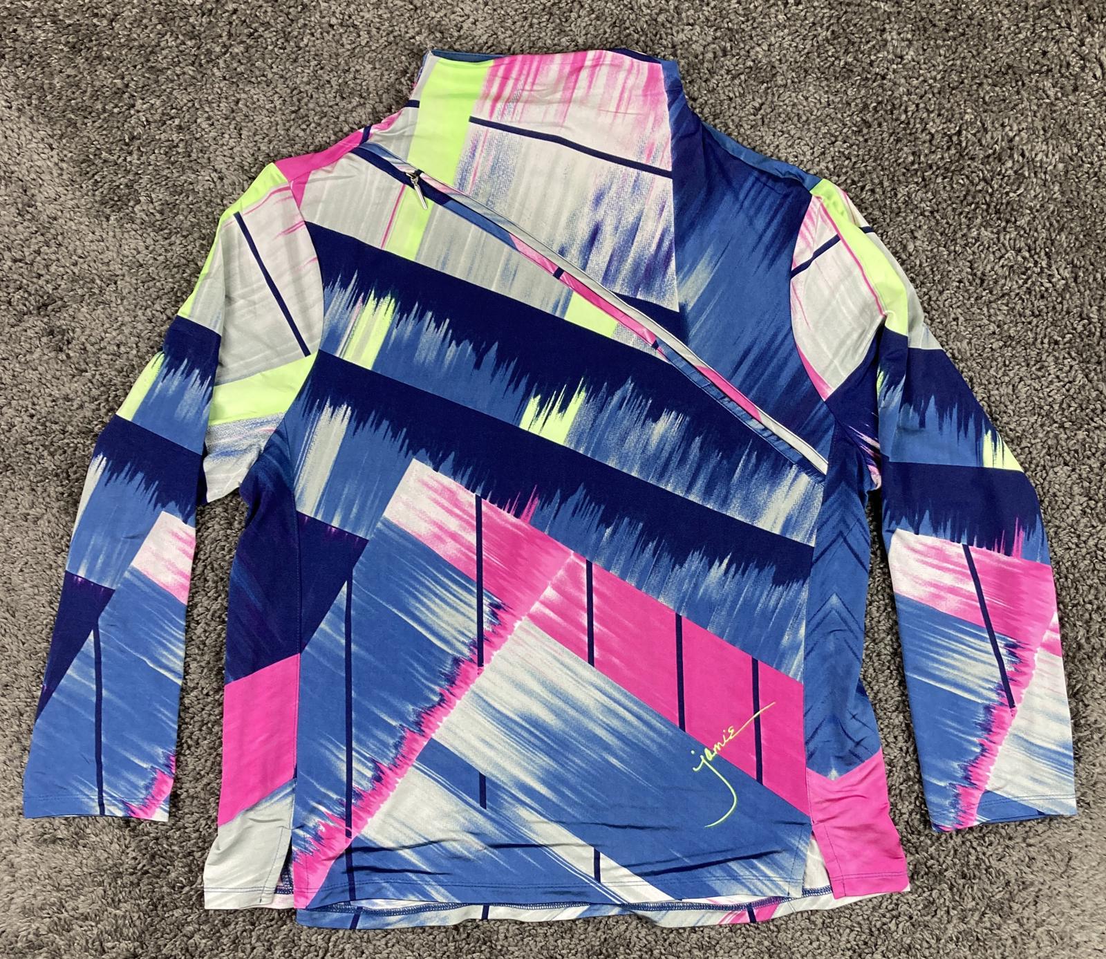 Jamie Sadock 1/4 Zip Pullover Abstract Print Stretch Golf Top Sz XL