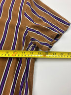 Topman Men’s Short Sleeve Button Up Shirt Sz Large Brown Purple Stripe