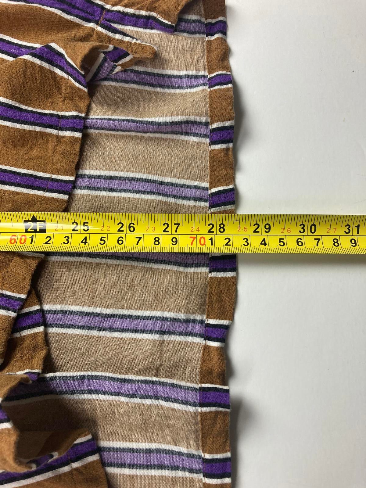 Topman Men’s Short Sleeve Button Up Shirt Sz Large Brown Purple Stripe