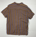 Topman Men’s Short Sleeve Button Up Shirt Sz Large Brown Purple Stripe