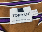 Topman Men’s Short Sleeve Button Up Shirt Sz Large Brown Purple Stripe