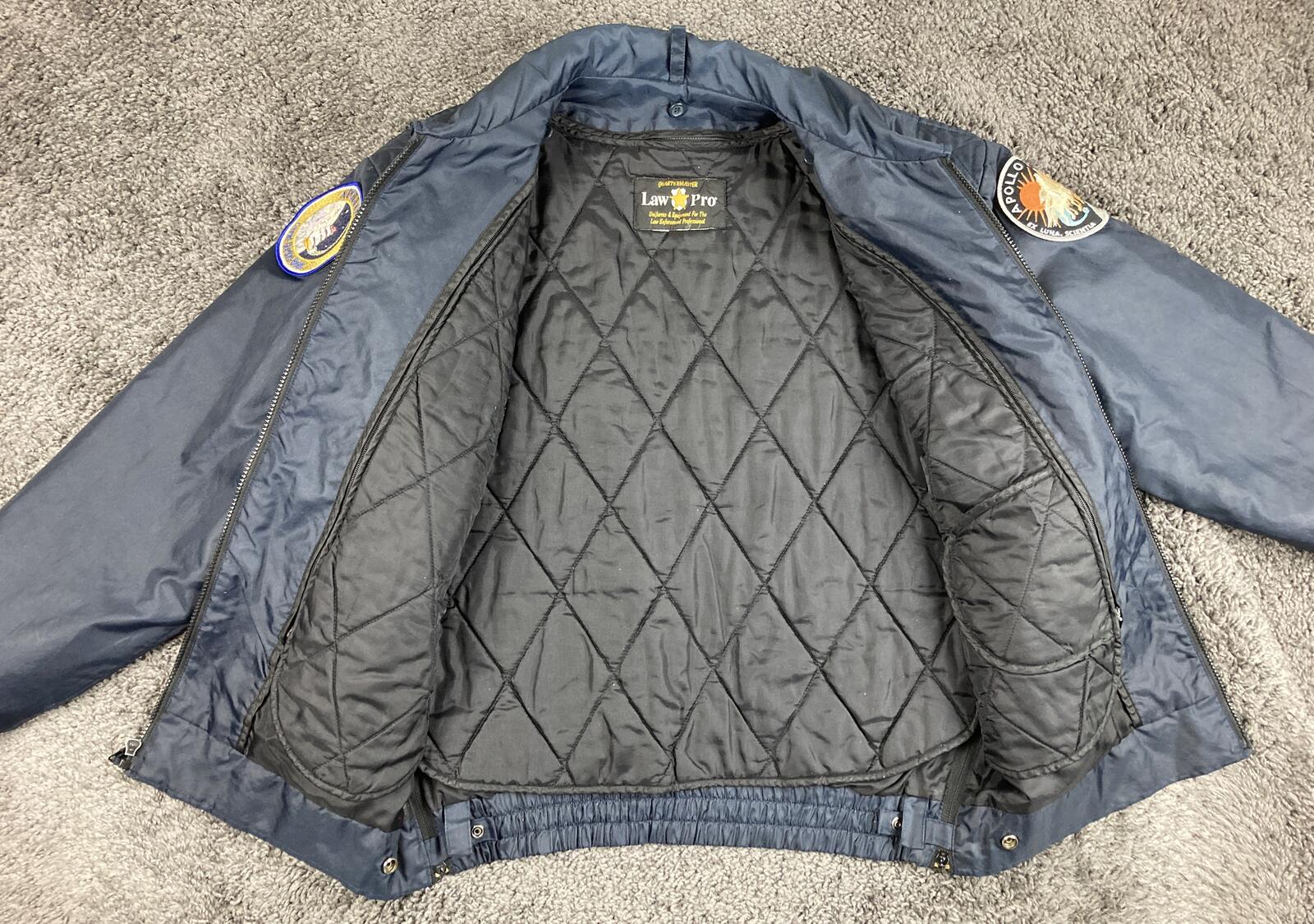 Vintage LawPro Navy Quartermaster Jacket Large NASA Apollo Patches