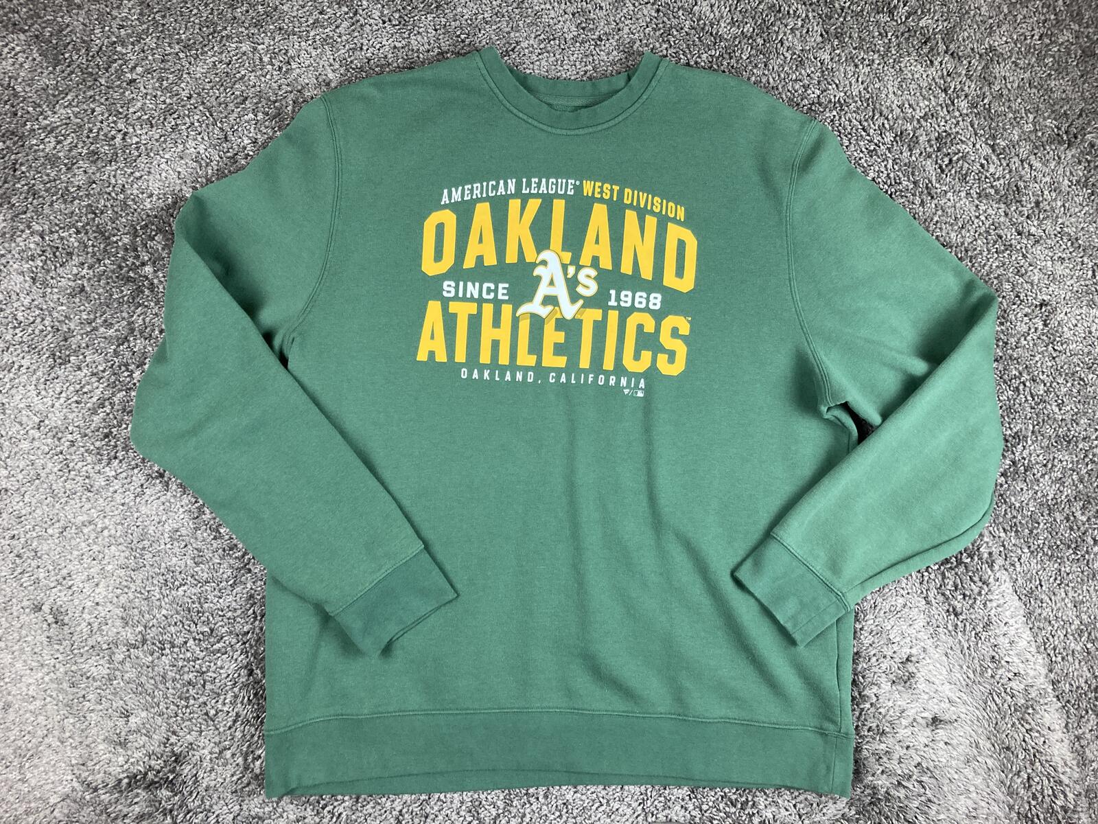 Oakland Athletics Sweatshirt Men's Green A's MLB Fanatics Crewneck Sz 2XL