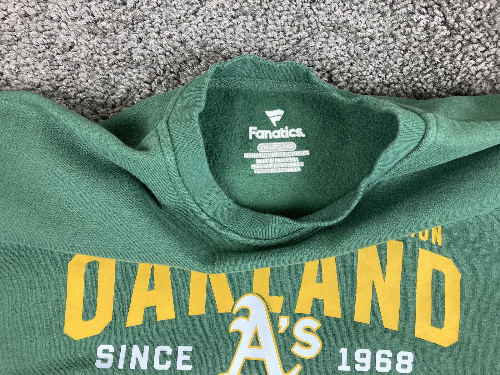Oakland Athletics Sweatshirt Men's Green A's MLB Fanatics Crewneck Sz 2XL