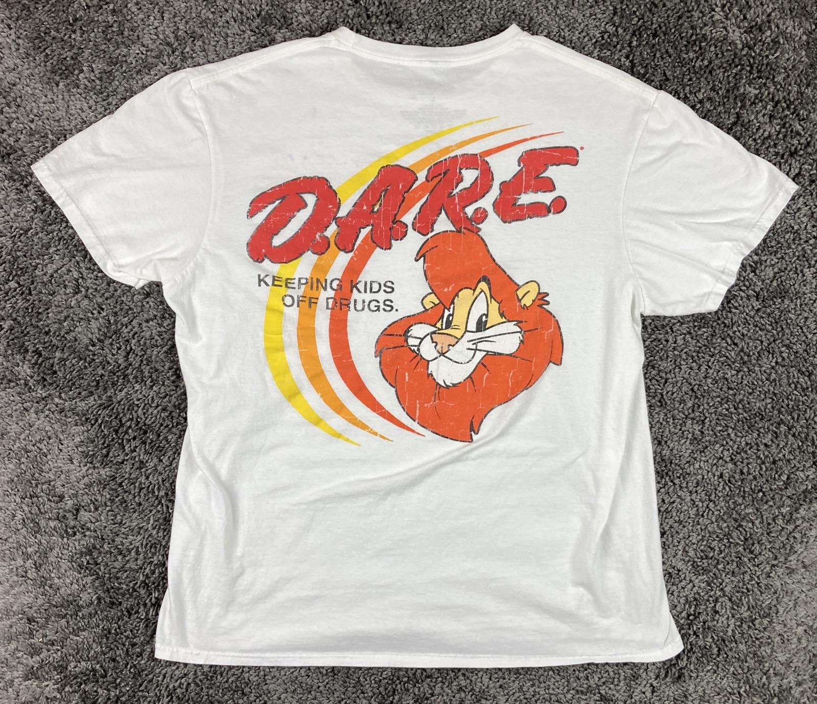D.A.R.E. Keeping Kids Off Drugs Daren the Lion Graphic T-Shirt White Sz  L