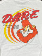 D.A.R.E. Keeping Kids Off Drugs Daren the Lion Graphic T-Shirt White Sz  L