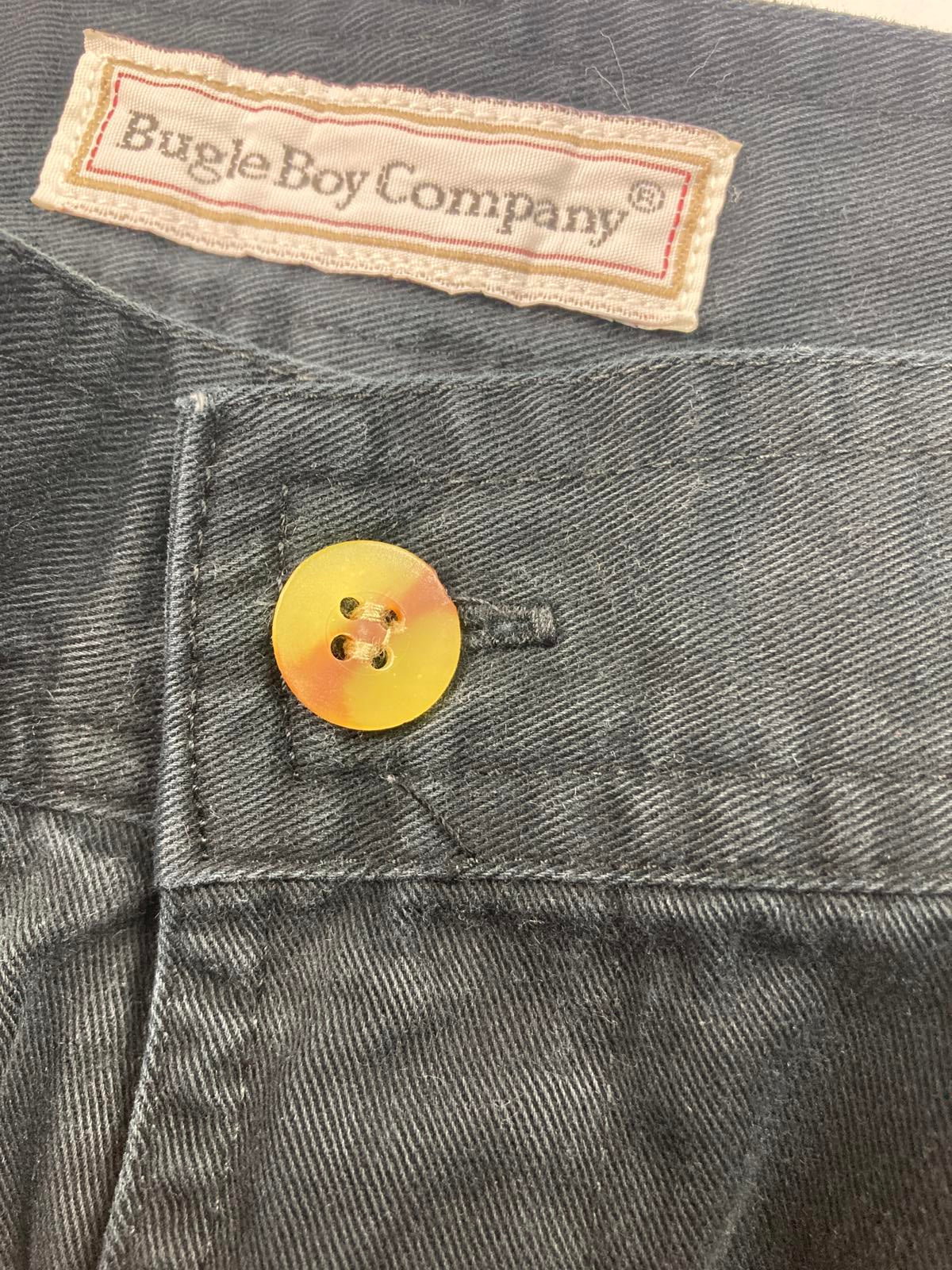 Bugle Boy Basics Pleated Chino Pants Men Sz36x30 Elastic Waist Black 100% Cotton