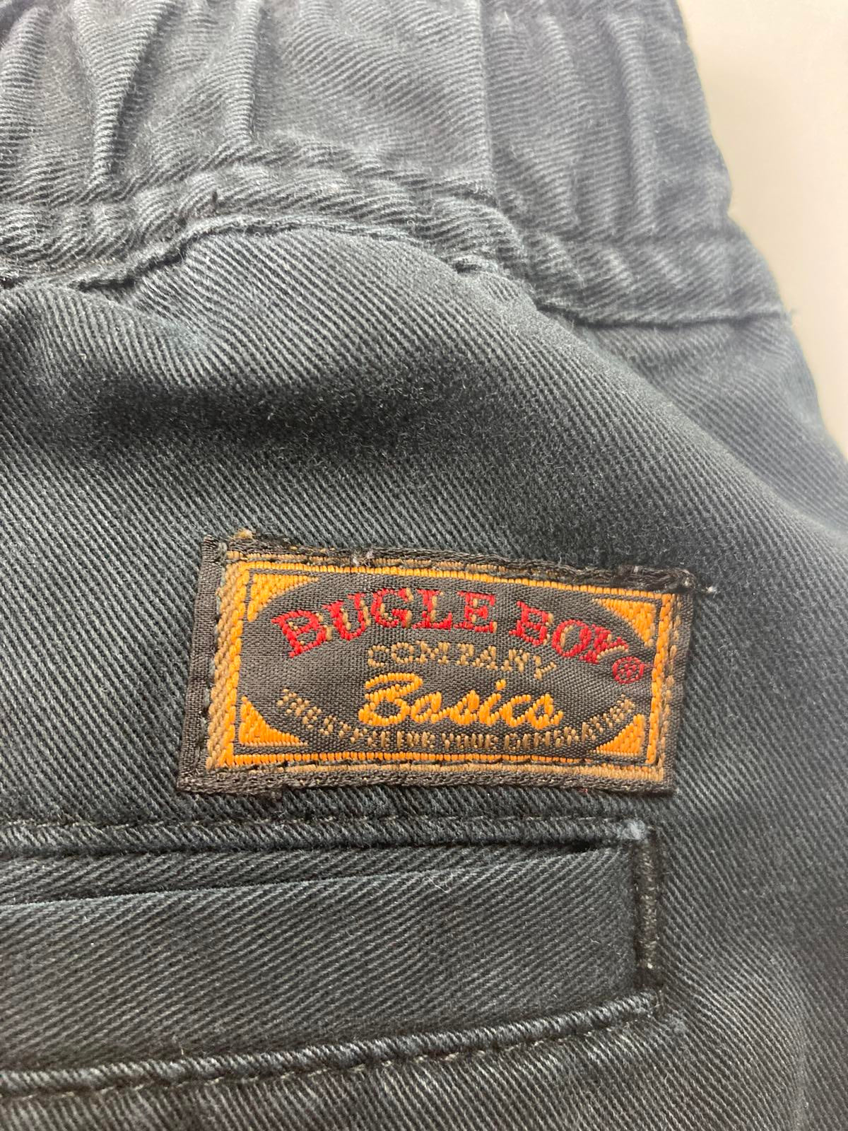 Bugle Boy Basics Pleated Chino Pants Men Sz36x30 Elastic Waist Black 100% Cotton