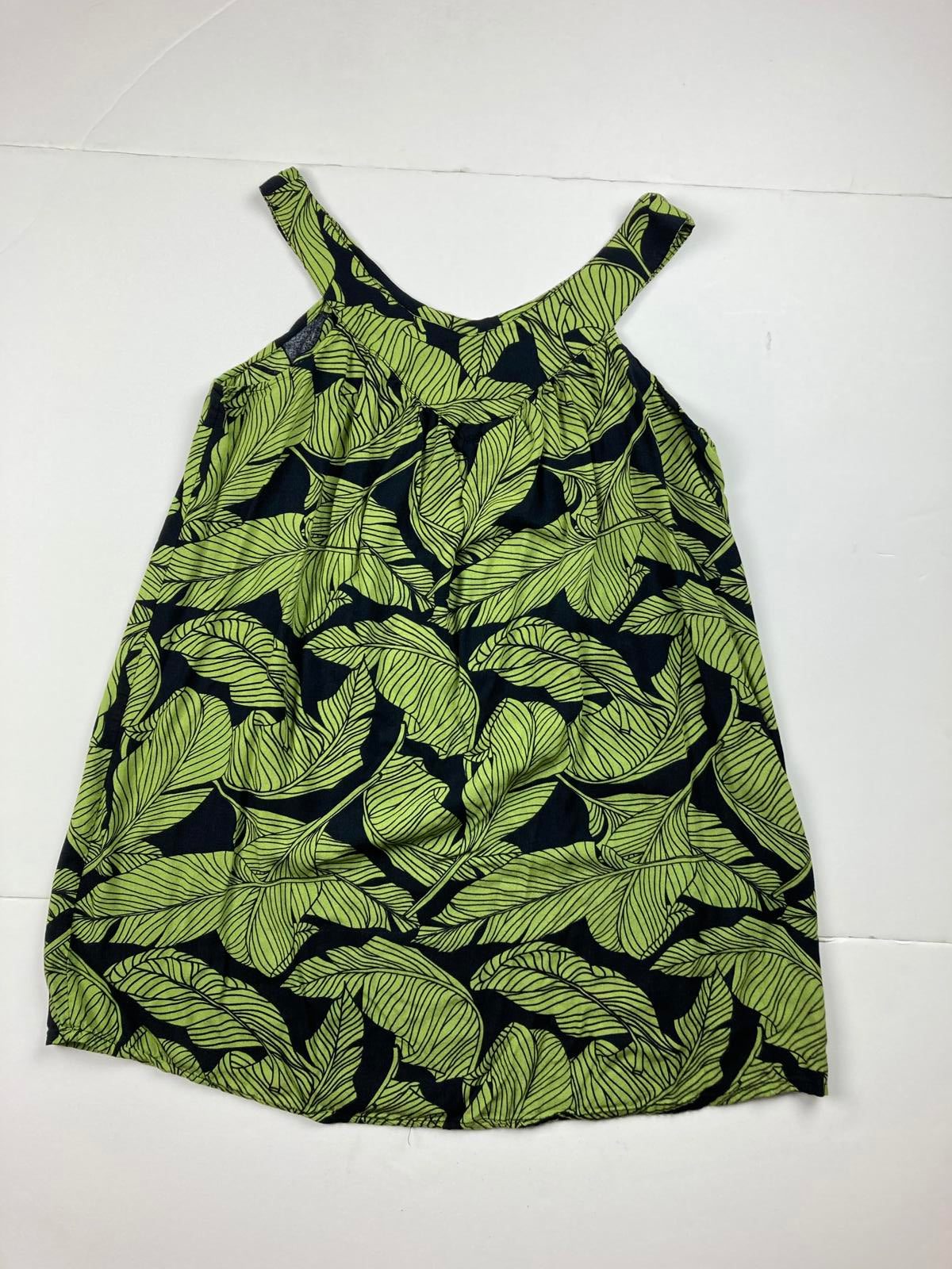 Hula Bay Green Leaf Print Sleeveless Rayon Tunic Women’s Size S-6
