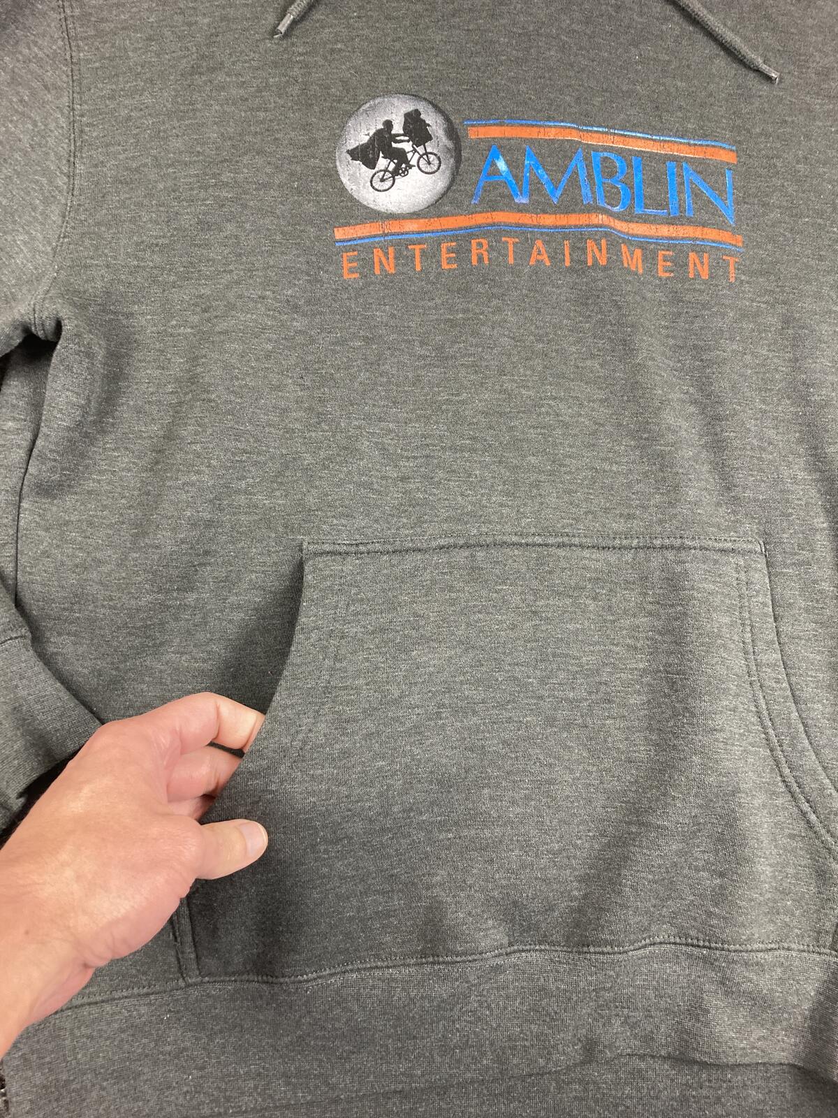 Amblin Entertainment Hoodie Men's Gray E.T. Bike Pullover Sweatshirt Sz L