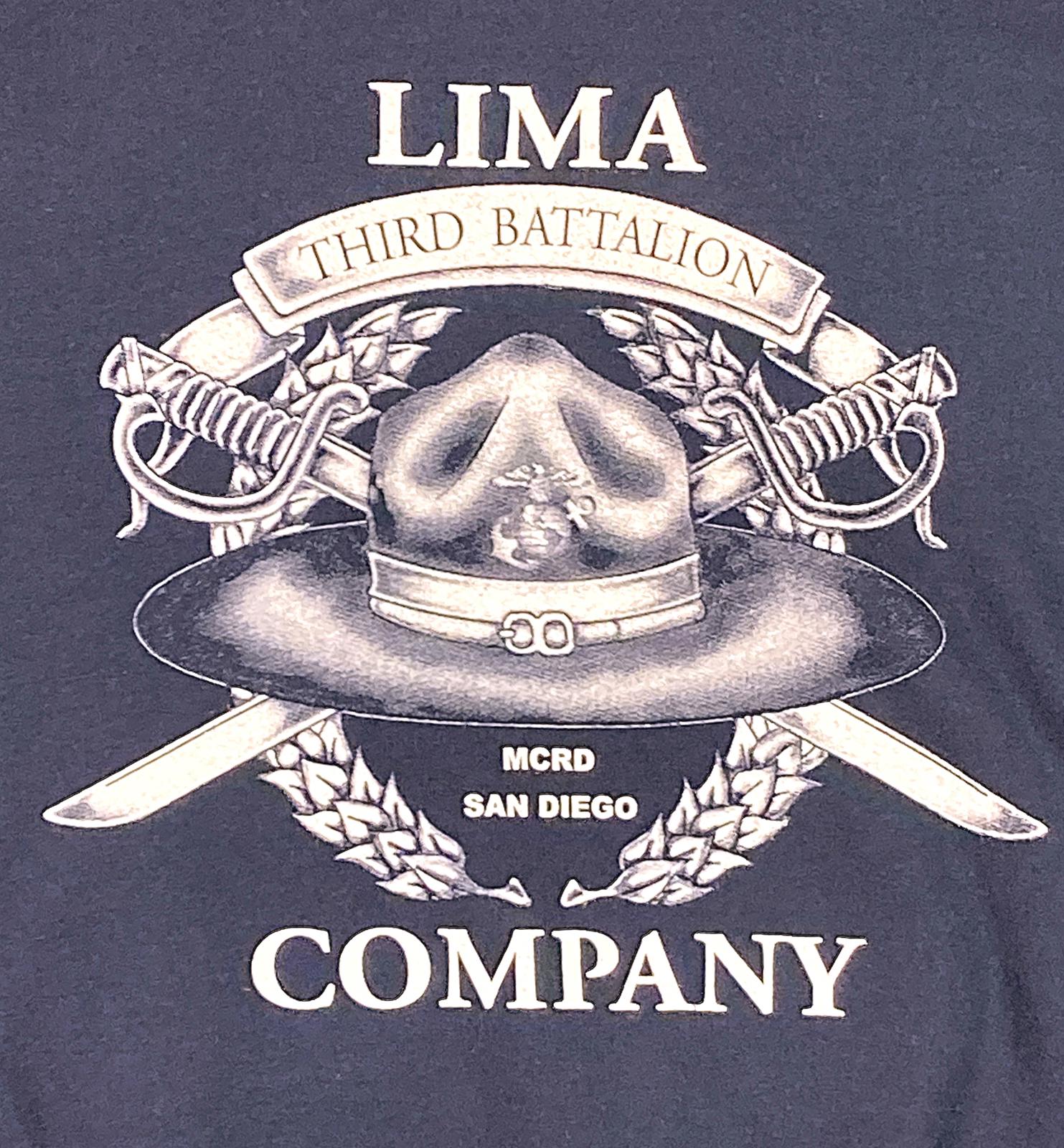 Lima Company 3rd Battalion MCRD San Diego Hoodie Navy Men's Size Large