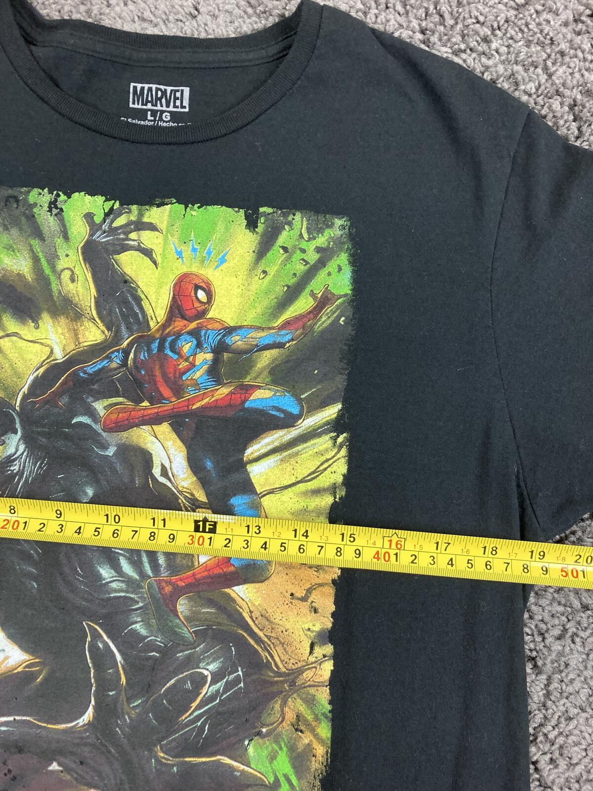 Marvel Spider-Man vs Venom Graphic T Shirt Mens Black Cotton Comic Tee Sz  L