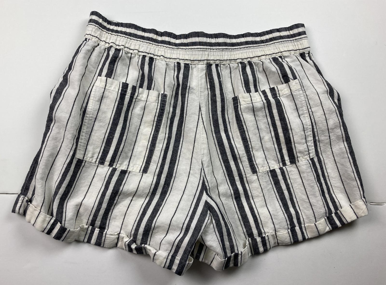Maeve by Anthropologie Linen Cotton Blend Black & White Striped Shorts Size L