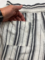 Maeve by Anthropologie Linen Cotton Blend Black & White Striped Shorts Size L