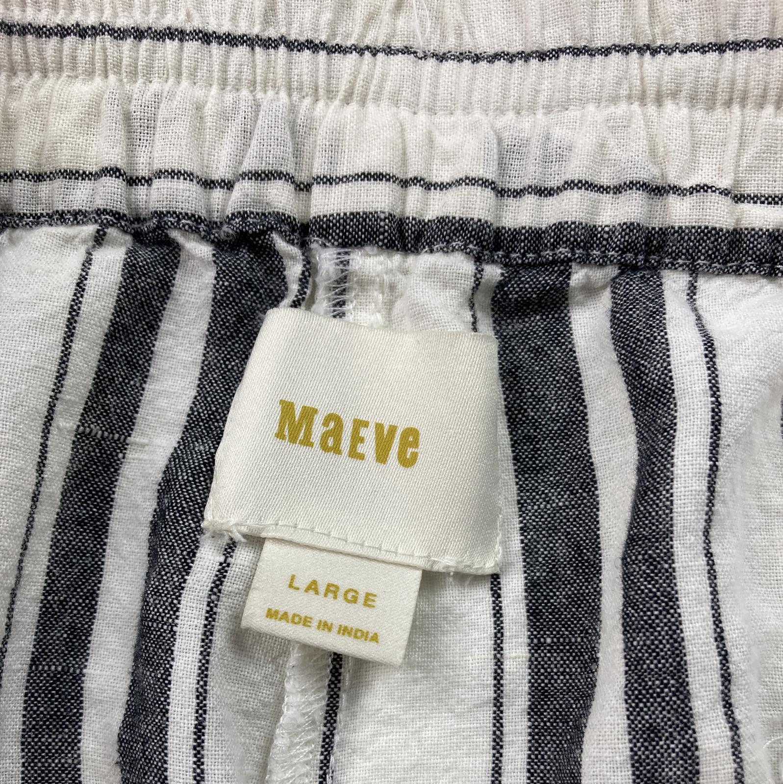 Maeve by Anthropologie Linen Cotton Blend Black & White Striped Shorts Size L