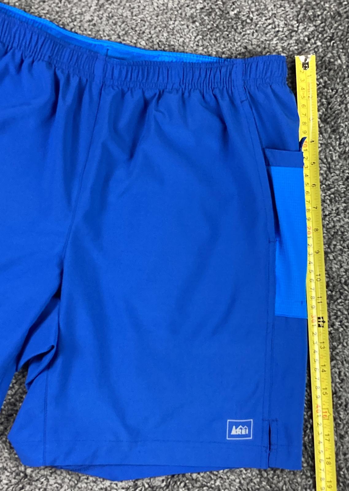 REI Co-op Mens Blue Lined Stretch Running Shorts Pockets Size L
