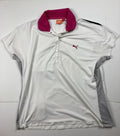 Puma Women’s Golf Polo Shirt White Pink Collar US Sz XXL
