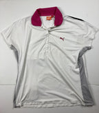 Puma Women’s Golf Polo Shirt White Pink Collar US Sz XXL