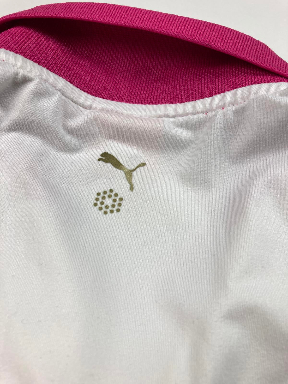 Puma Women’s Golf Polo Shirt White Pink Collar US Sz XXL