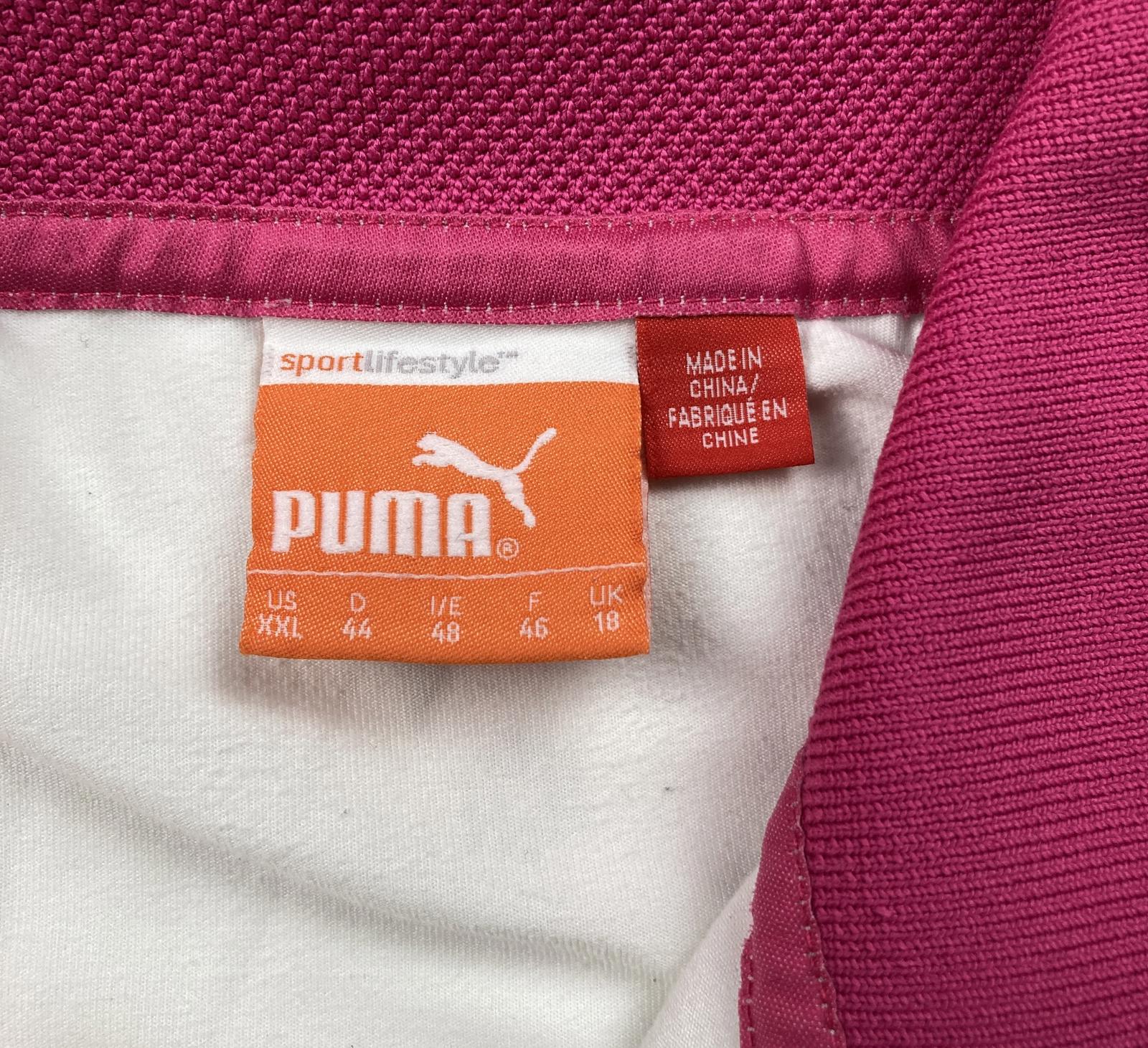 Puma Women’s Golf Polo Shirt White Pink Collar US Sz XXL
