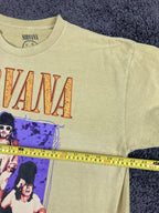 Nirvana Shirt Mens Yellow Band Graphic Tee Vintage Style Kurt Cobain Sz XL