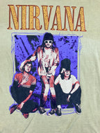 Nirvana Shirt Mens Yellow Band Graphic Tee Vintage Style Kurt Cobain Sz XL