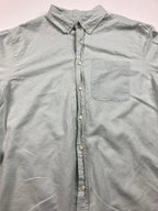 ZARA Men’s Shirt Size Large Linen Cotton Button-Down Sage Green Long Sleeve
