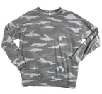 Athleta Studio to Street Camo Sweatshirt Womens Gray Camouflage Pullover Sz M