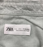 ZARA Men’s Shirt Size Large Linen Cotton Button-Down Sage Green Long Sleeve