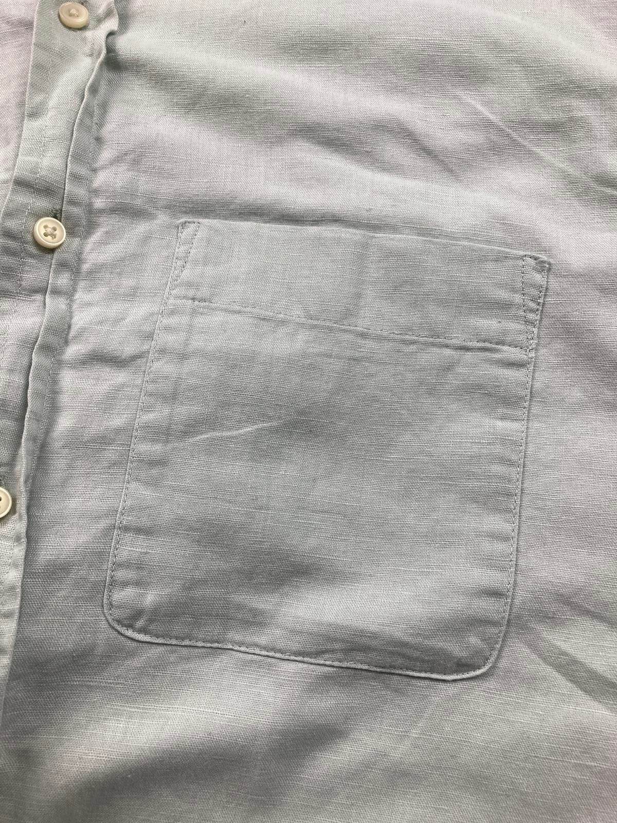 ZARA Men’s Shirt Size Large Linen Cotton Button-Down Sage Green Long Sleeve