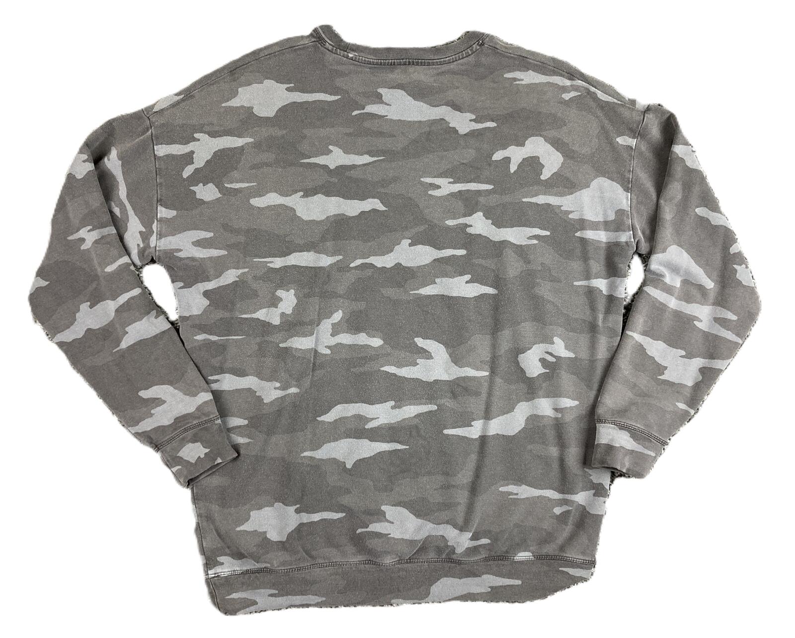 Athleta Studio to Street Camo Sweatshirt Womens Gray Camouflage Pullover Sz M