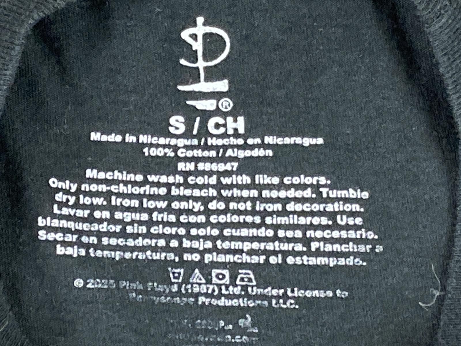 Pink Floyd Dark Side Of The Moon Graphic T Shirt Black World Tour Cotton Size S