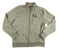 Gerry Mens Full Zip Heathered Knit Jacket Green Yellow Trim Fleece Lined Sz L