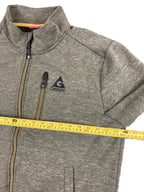 Gerry Mens Full Zip Heathered Knit Jacket Green Yellow Trim Fleece Lined Sz L