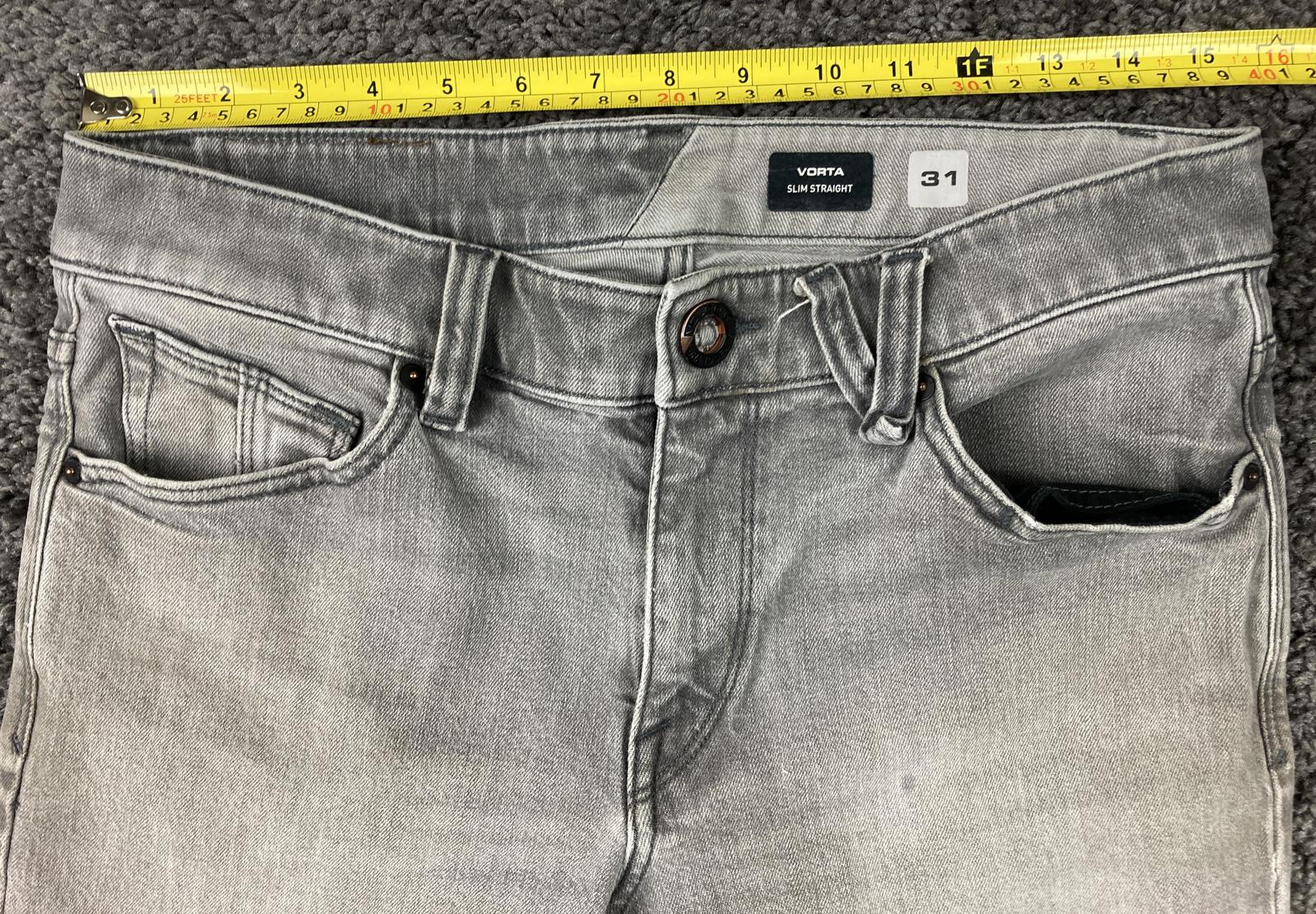 Volcom Vorta Slim Straight Jeans Mens  Gray Light Wash Denim Skate Size 31x29