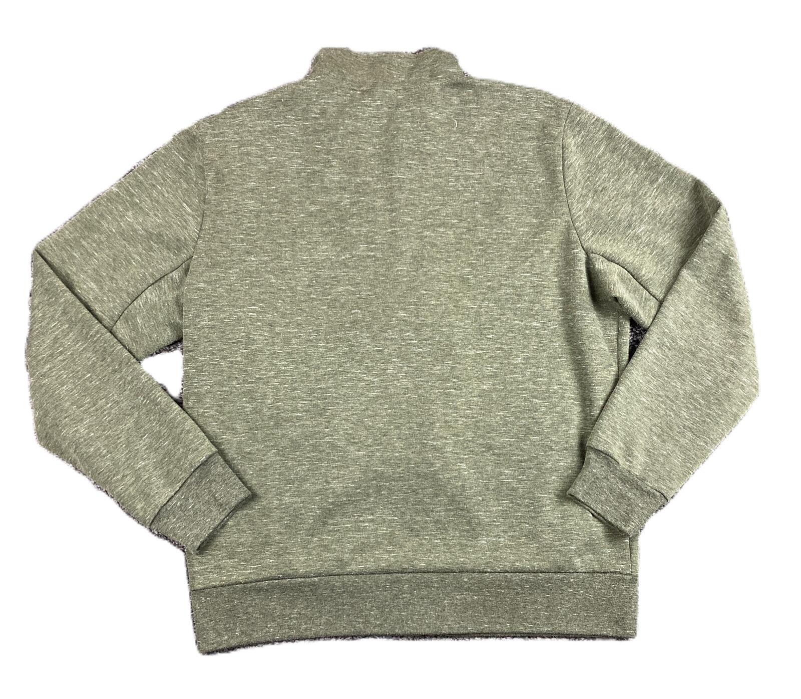 Gerry Mens Full Zip Heathered Knit Jacket Green Yellow Trim Fleece Lined Sz L