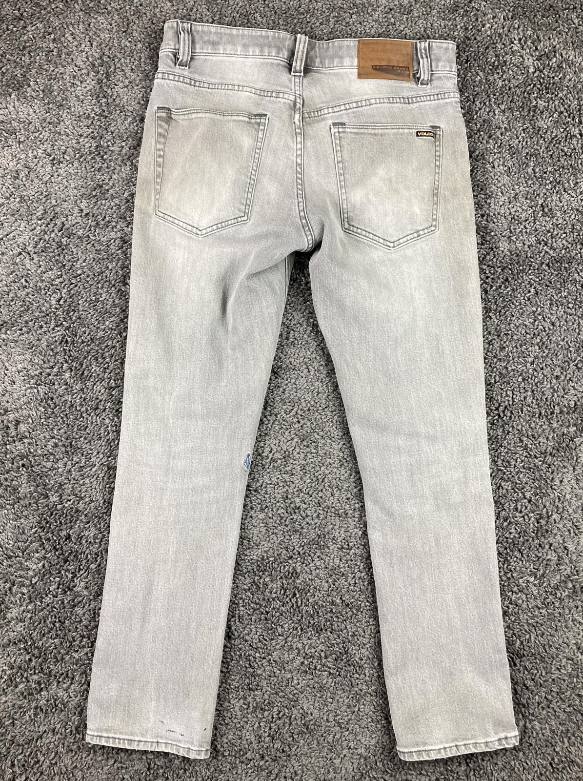 Volcom Vorta Slim Straight Jeans Mens  Gray Light Wash Denim Skate Size 31x29