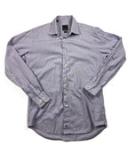 David Donahue Trim Fit Dress Shirt Mens Size 16 34/35 Lavender Pinstripe Cotton